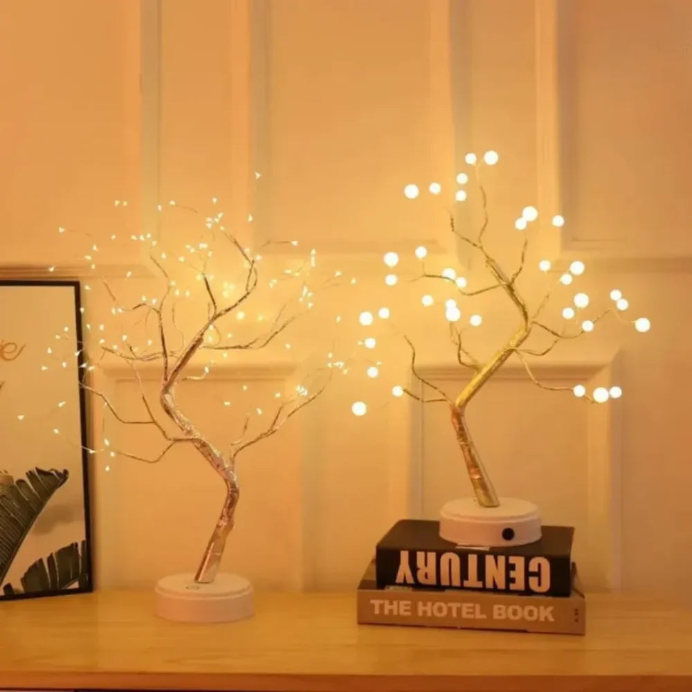 Lámpara de mesa Tazzi con árbol brillante