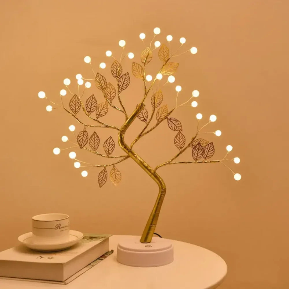 Lámpara de mesa Tazzi con árbol brillante